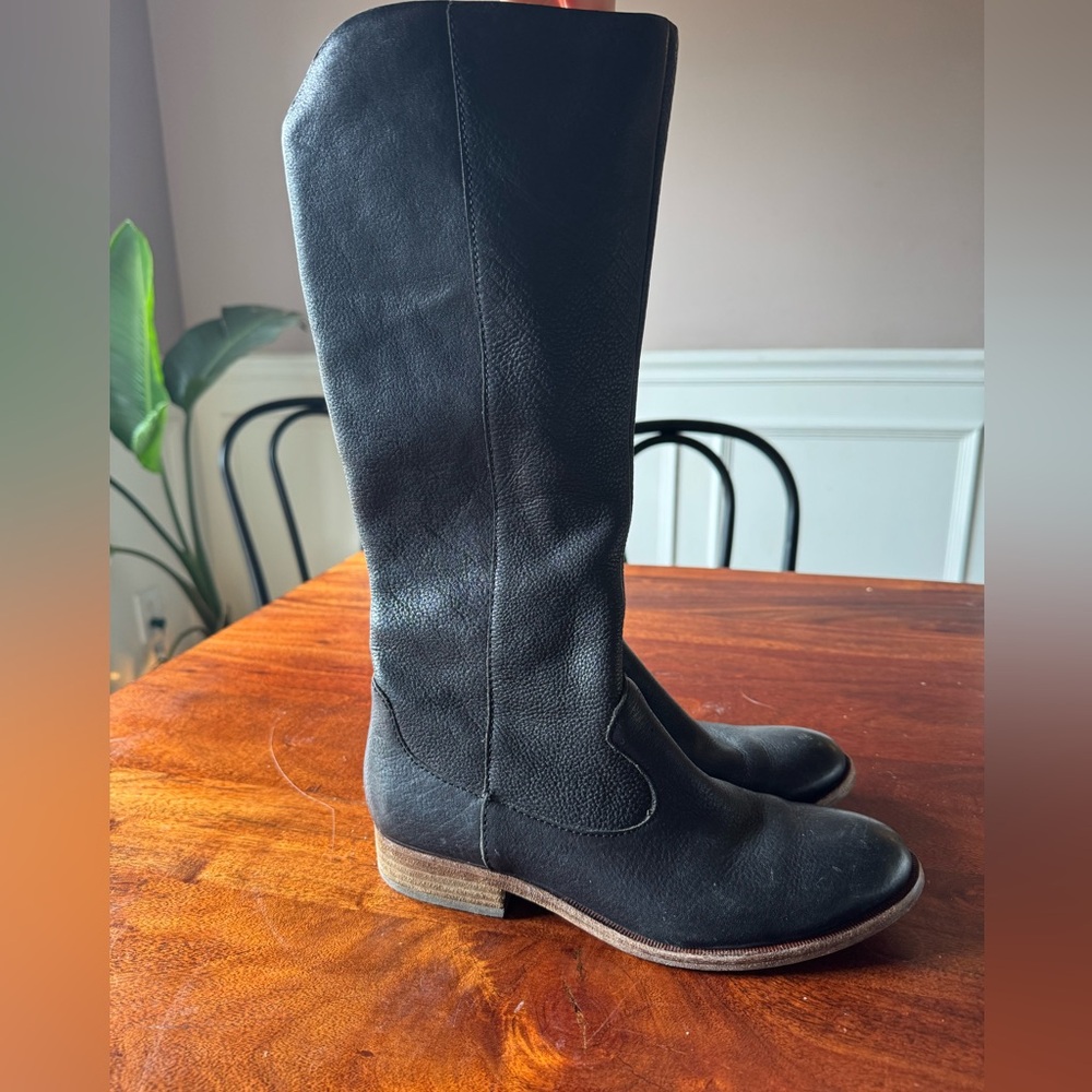 Genuine Soft Leather Kork Ease Women’s black zipper tall riding boots 6 M